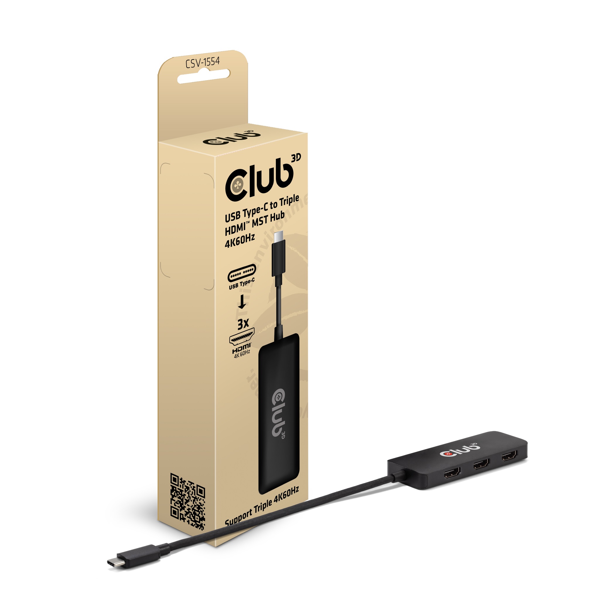 Club3D MST-Hub USB 3.2 Typ C > 3x HDMI 4K60Hz St/Bu retail