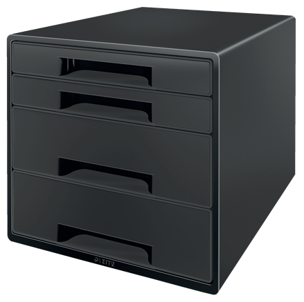 LEITZ Schubladenbox CUBE schwarz/grau 53720095, DIN A4 mit 4 Schubladen, 1 St.