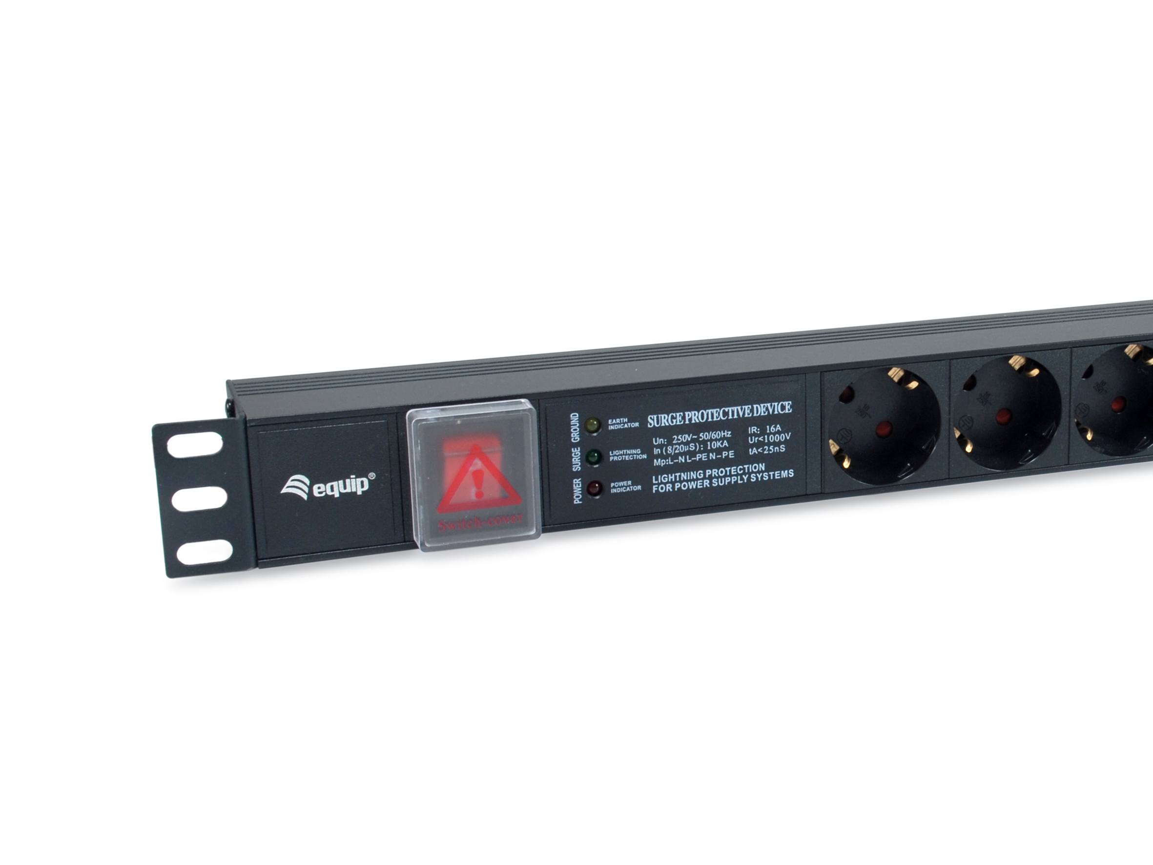 Equip 19 Steckdosenleiste 6xSchuko+Switch->St.90°ÜSS NF Alu