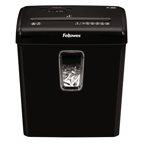 Fellowes Powershred P-30C Aktenvernichter mit Partikelschnitt P-4, 4 x 34 mm, bis 6 Blatt, schwarz