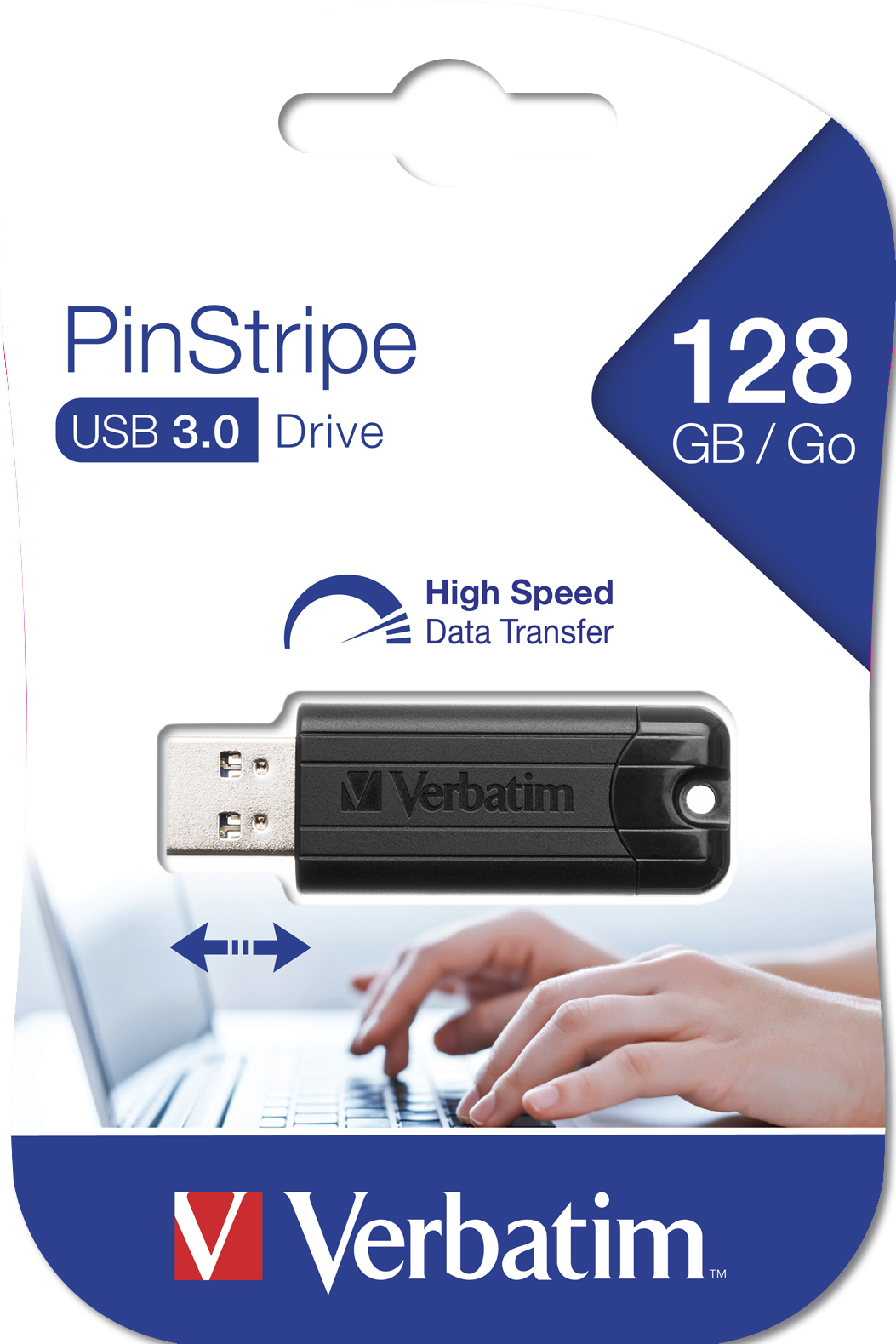 USB-Stick 128GB Verbatim 3.2 Pin Stripe Black retail