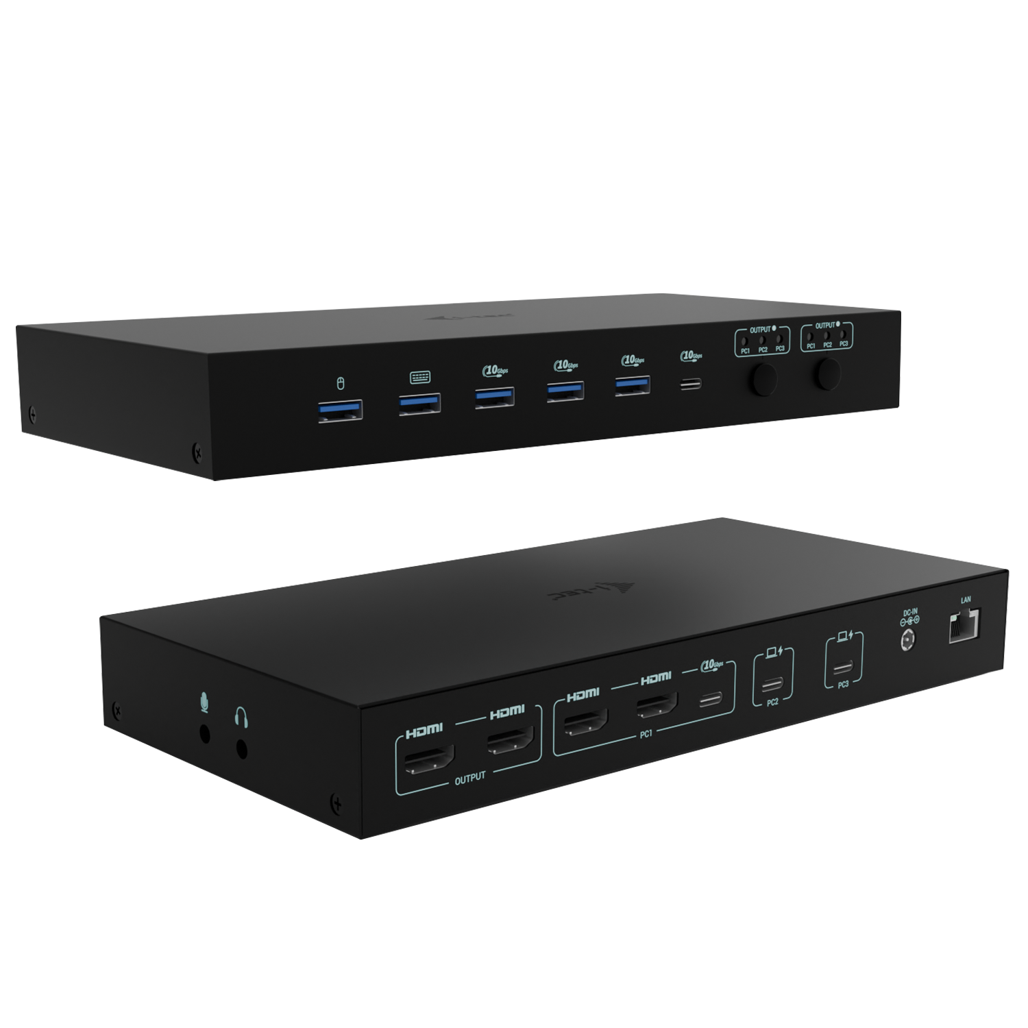 I-TEC USB-C KVM Docking station for 3 Hosts 2xHDMI 1xGLAN 1xUSB-C Gen2 3x USB-A Gen2 2x USB-A 1.1 1xAudio 1xMic PD 1x 92W/2x 65W