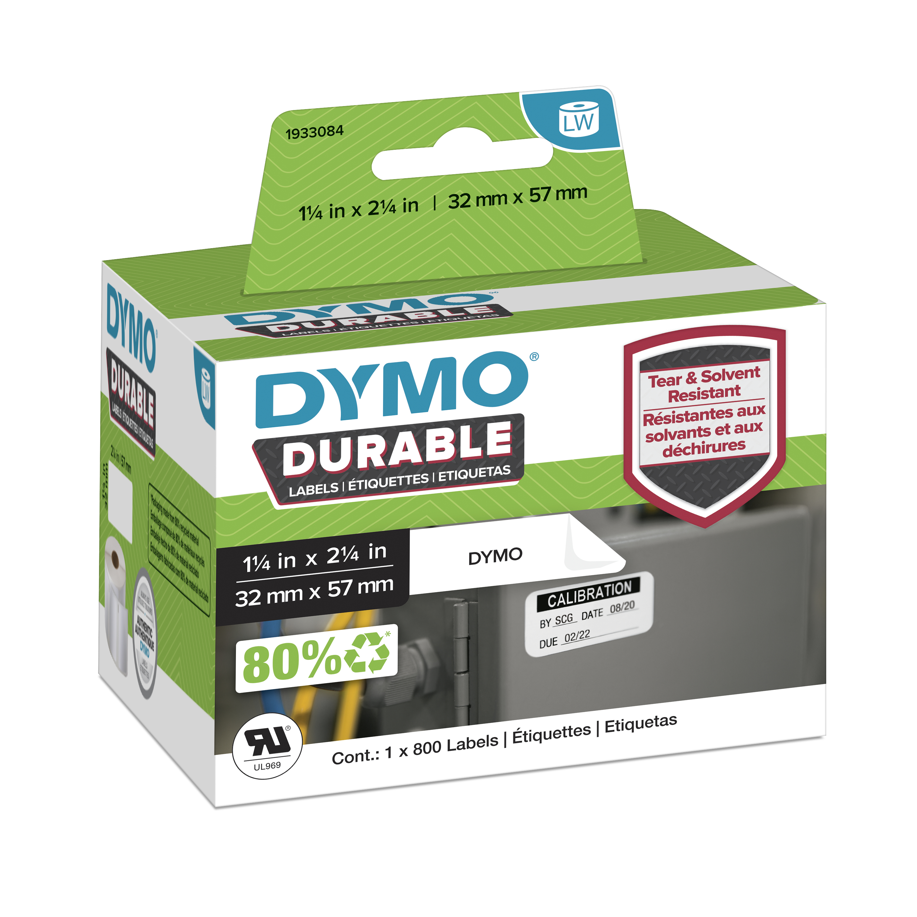 DYMO Etikettenrolle für Etikettendrucker 1933084 weiß, 57,0 x 32,0 mm, 1 x 800 Etiketten