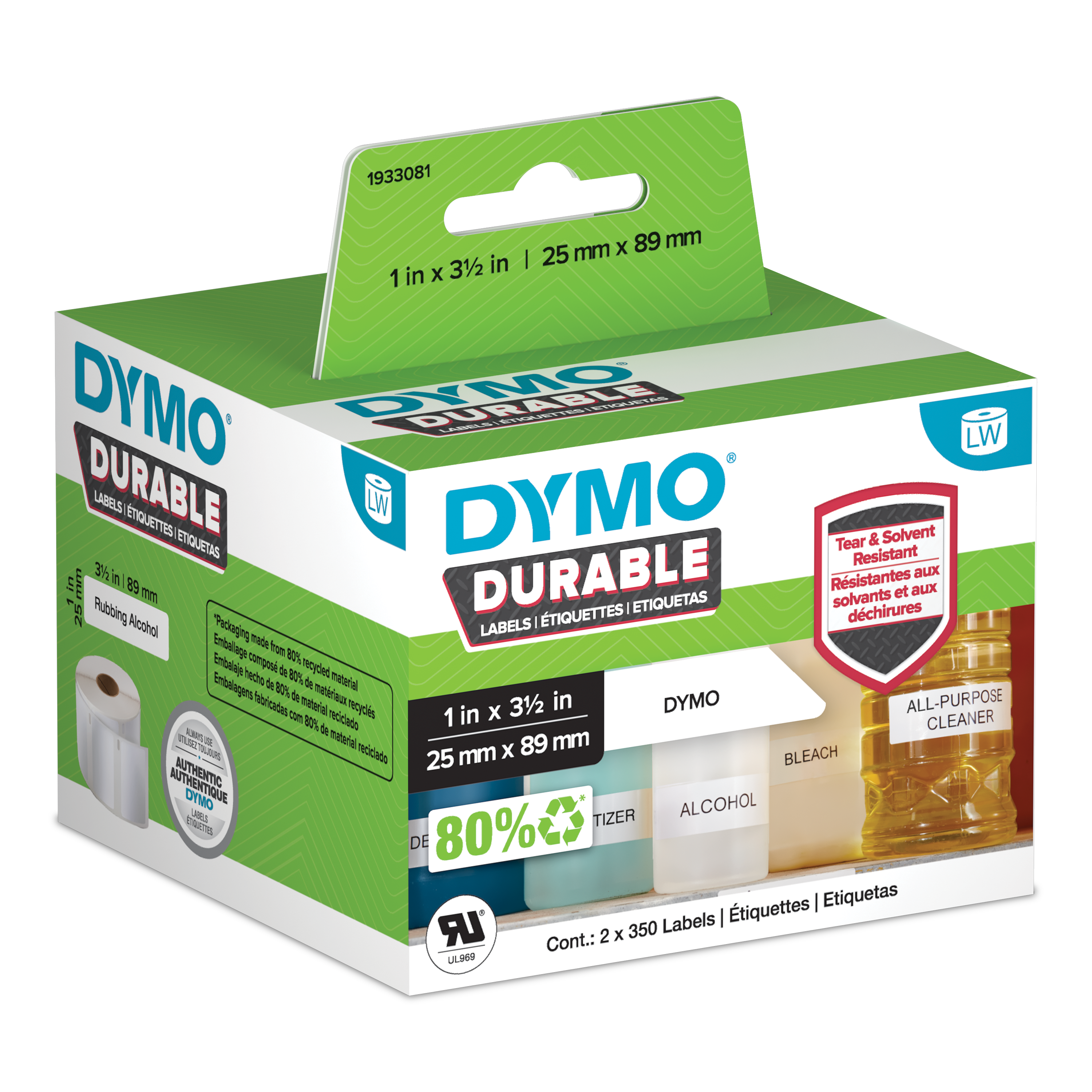 DYMO Etikettenrollen für Etikettendrucker 1933081 weiß, 25,0 x 89,0 mm, 2 x 350 Etiketten