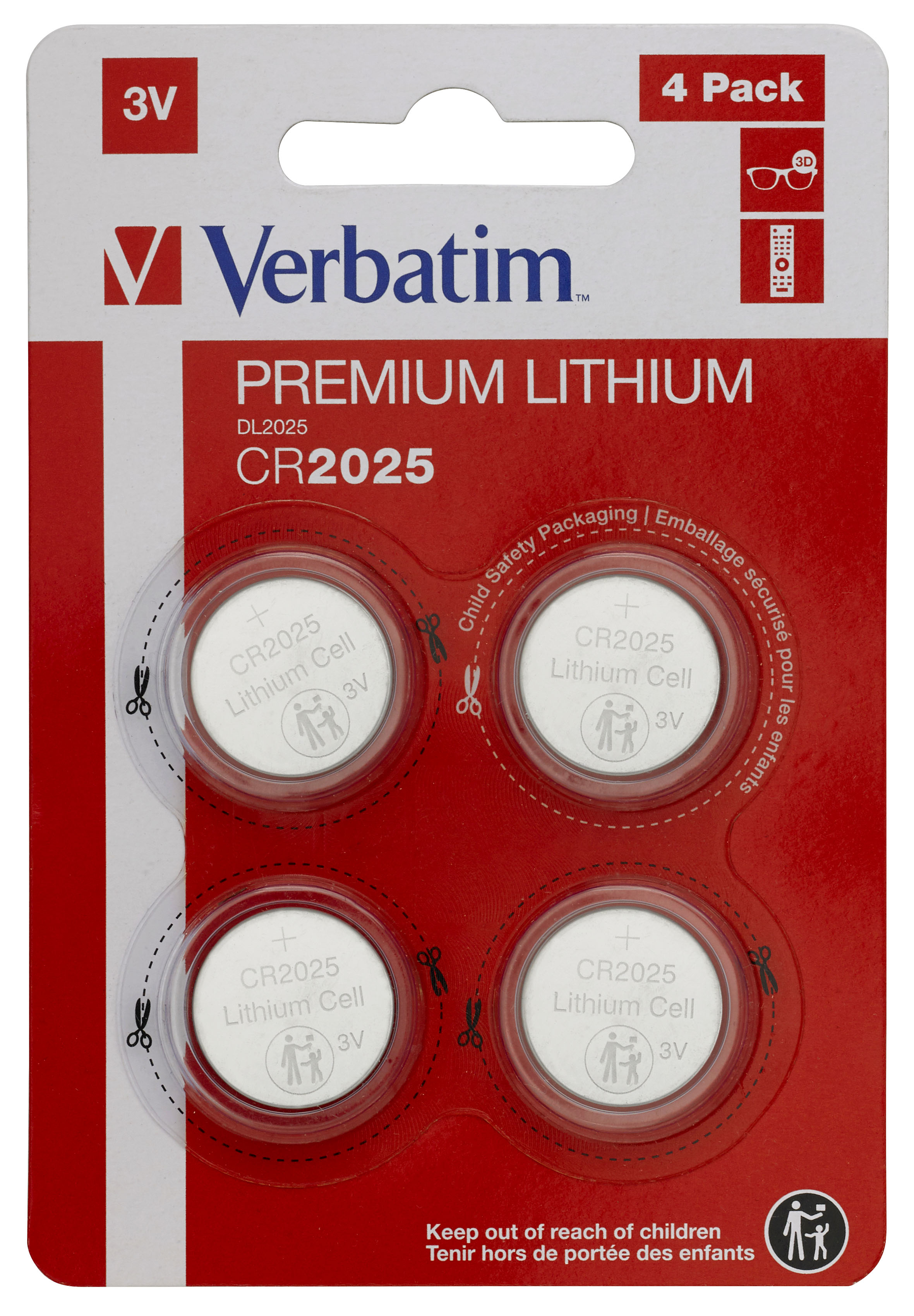 Verbatim CR2025 Einwegbatterie Lithium 3 V Silber 4 Stück