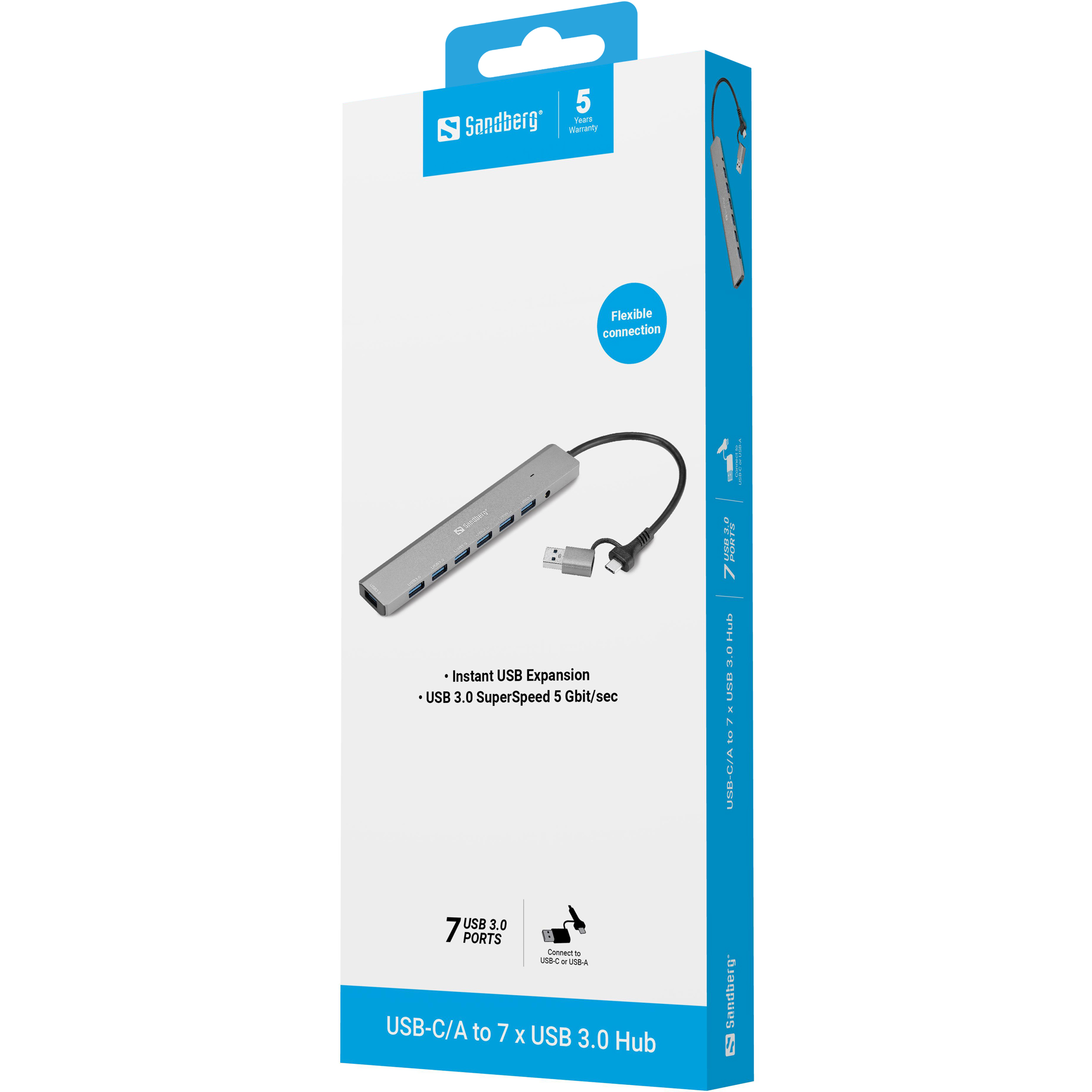 SANDBERG USB-C/A to 7 x USB 3.0 Hub