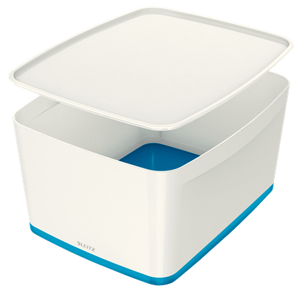 LEITZ MyBox Aufbewahrungsbox 18,0 l perlweiß/blau 38,5 x 31,8 x 19,8 cm, 1 St.