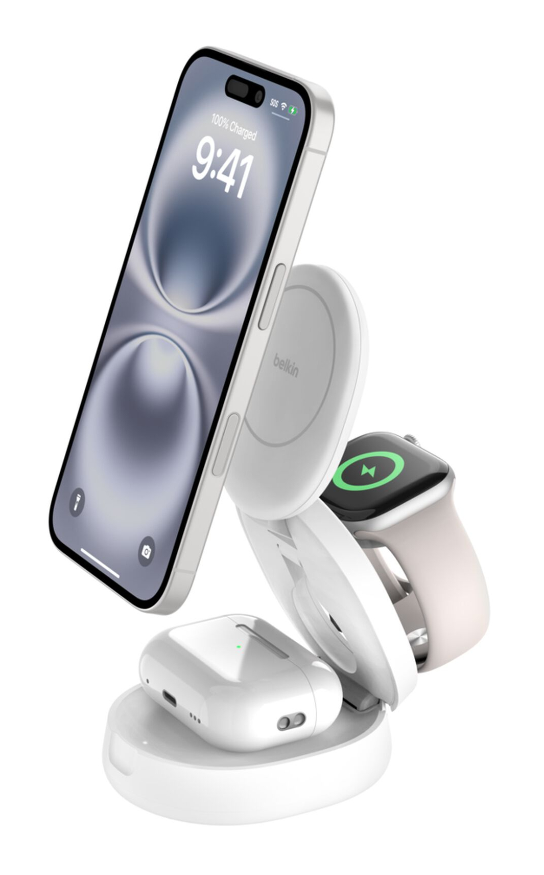BOOSTCHARGE KLAPPBARE MAGNETISC 3-IN-1-LADESTATION MIT QI2 15 W