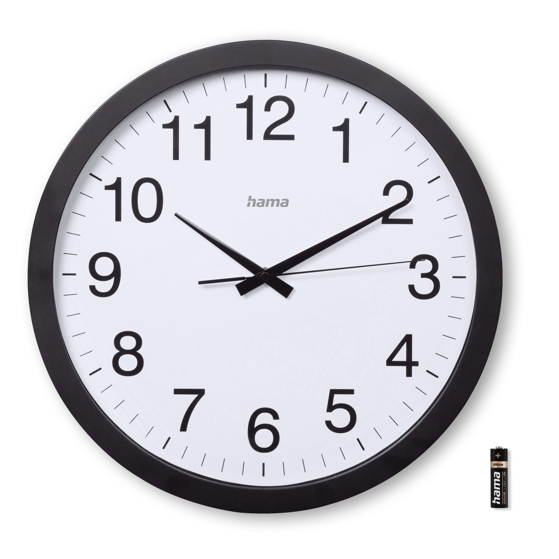 hama Wanduhr Aruba weiß schwarz Kunststoff, Ø 40,0 cm
