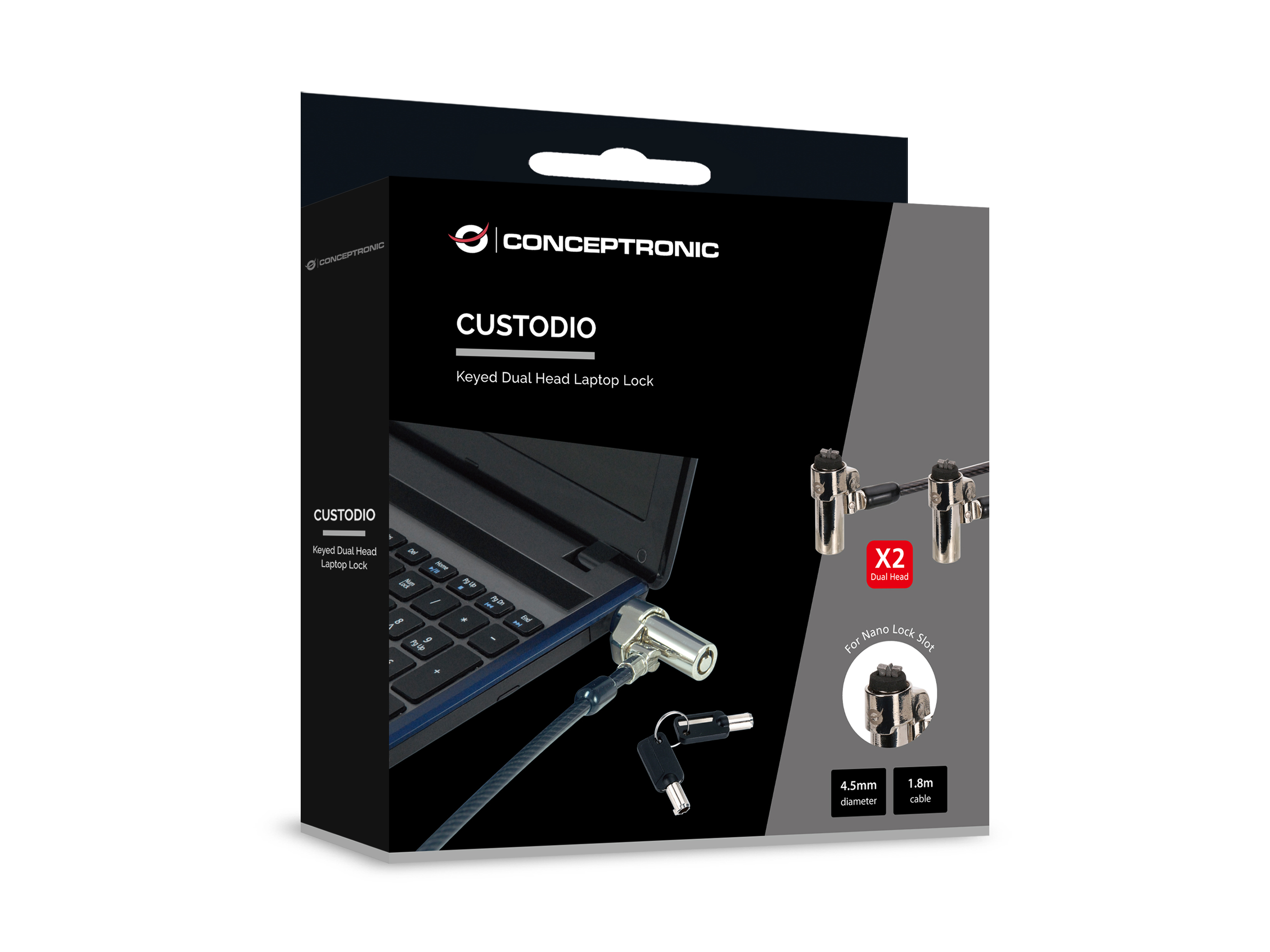 CONCEPTRONIC NBT Notebook Zahlenschloss Nano-Lock Dual 1.80m