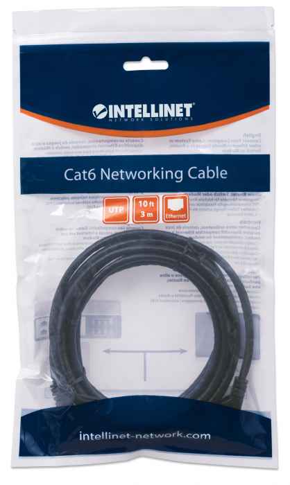 INTELLINET Patchkabel RJ45 U/UTP Cat6 3.00m Hebelschutz schw