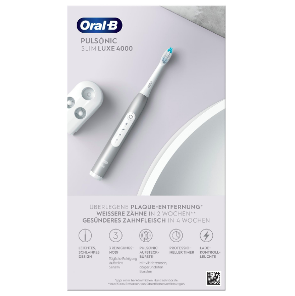 Braun Oral-B Pulsonic Slim Luxe 4000 Elektrische Schallzahnbürste, platin