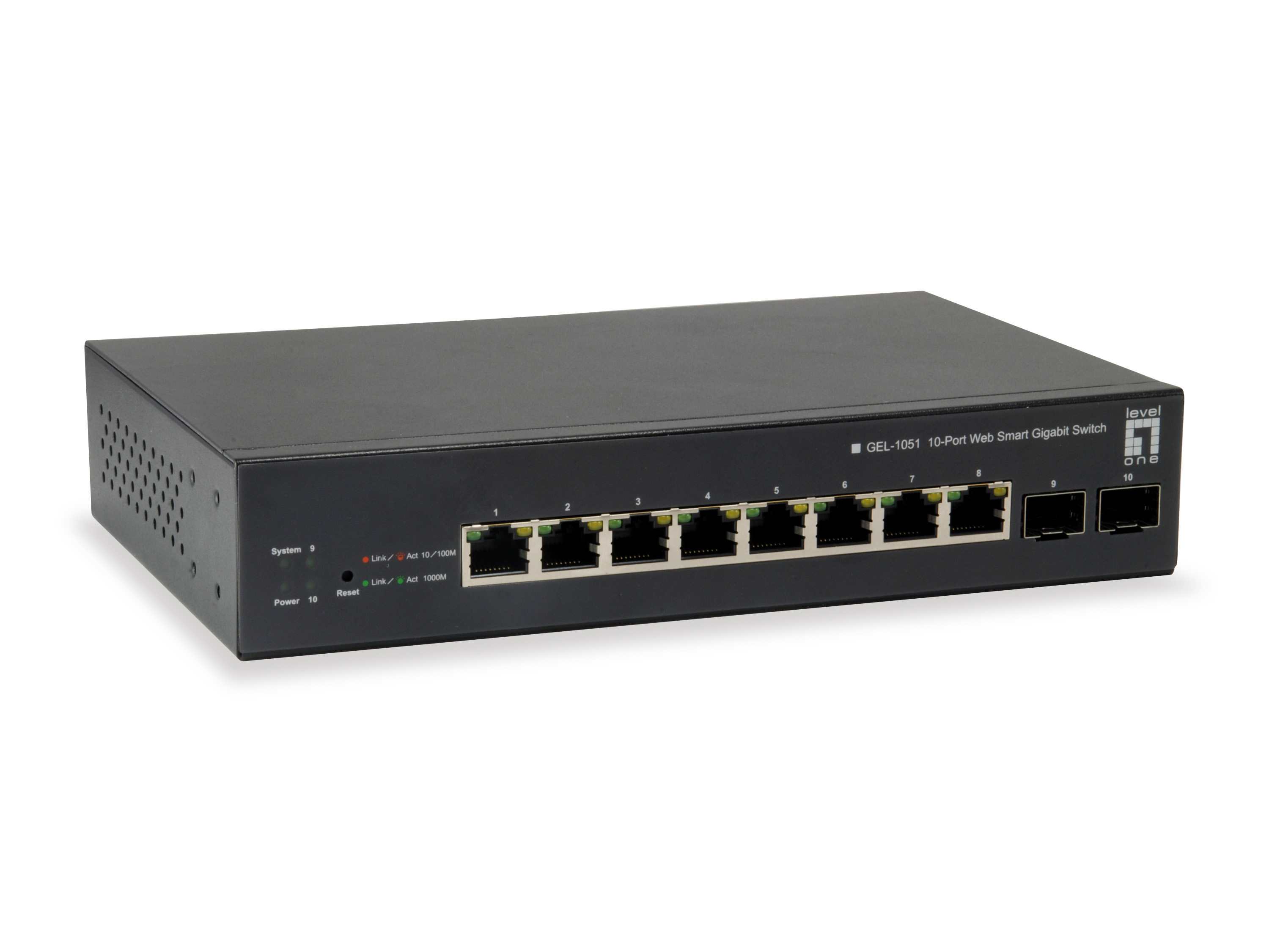 LevelOne PoE+Switch 8xGE PoE/2xSFP 70W WebSmart managed