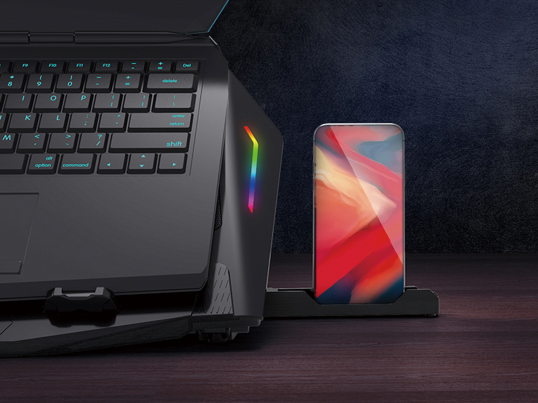 CONCEPTRONIC 2-Fan USB-A2.0 Laptop-Kühlpad 40Kg RGB 17 sw