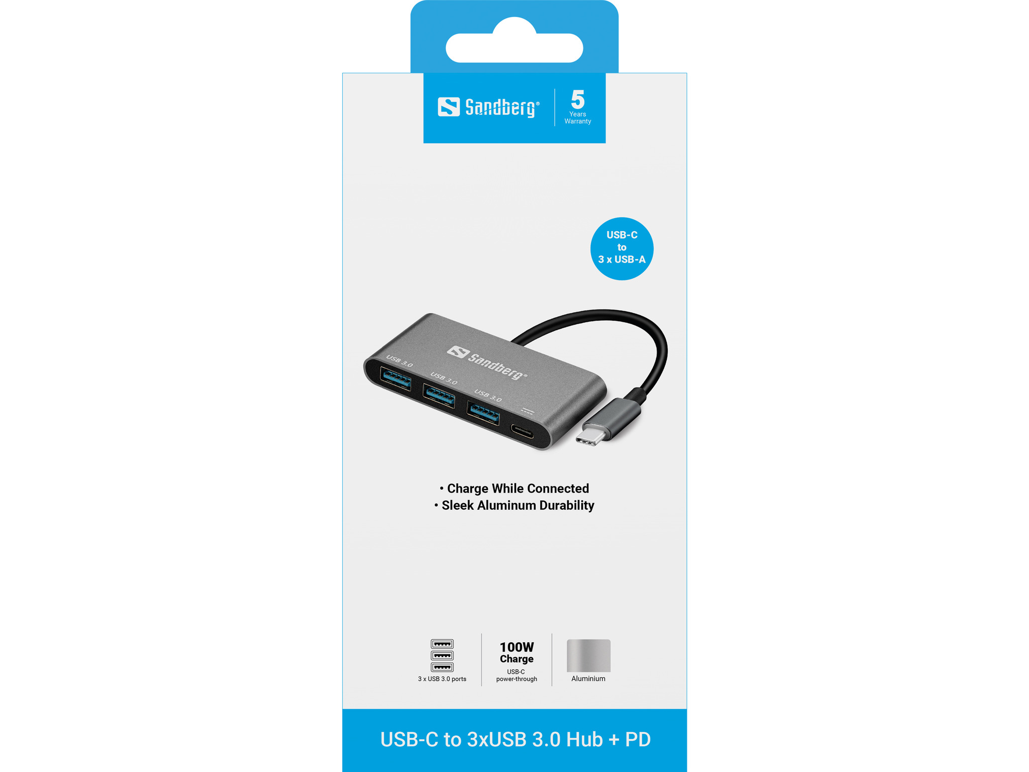 SANDBERG USB-C to 3 x USB 3.0 Converter