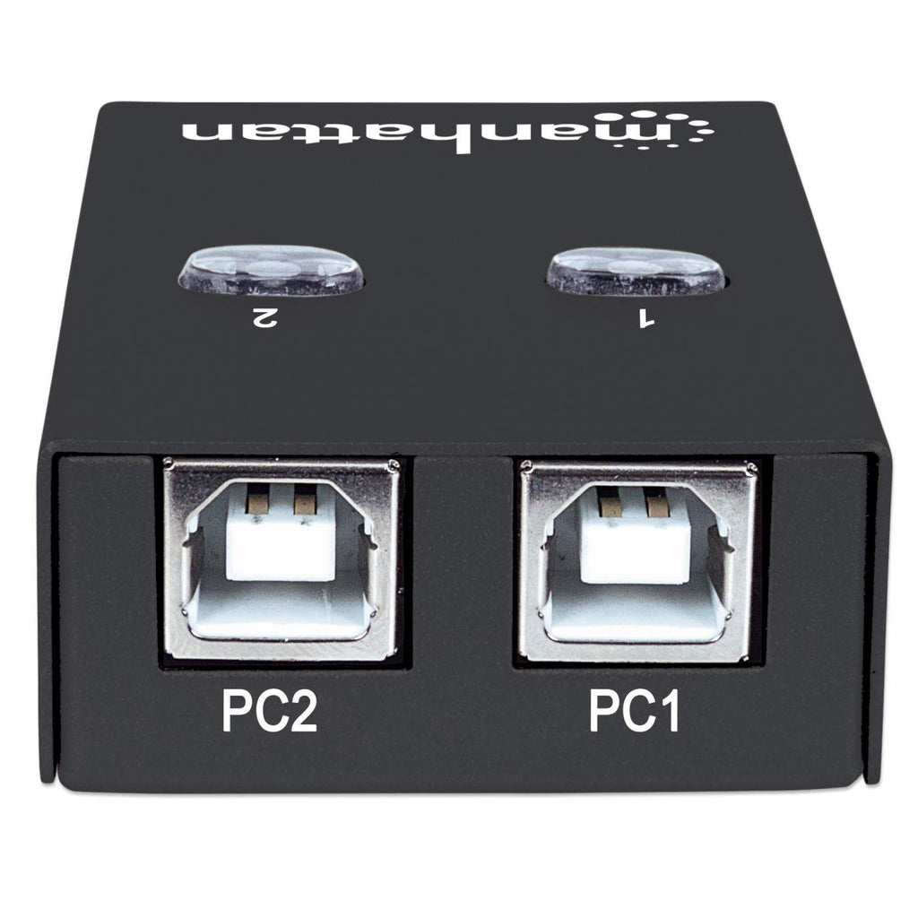 MANHATTAN 2-Port USB 2.0-Umschalter Zum Teilen eines USB-Geraetes Umschalten per Tastaturkuerzel oder per Tastendruck am Geraet