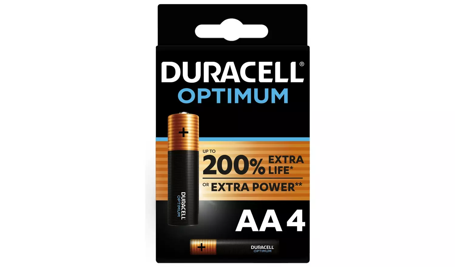 DURACELL Batterien Optimum Alkali-Mangan Mignon AA 1,5 V, 4 St.