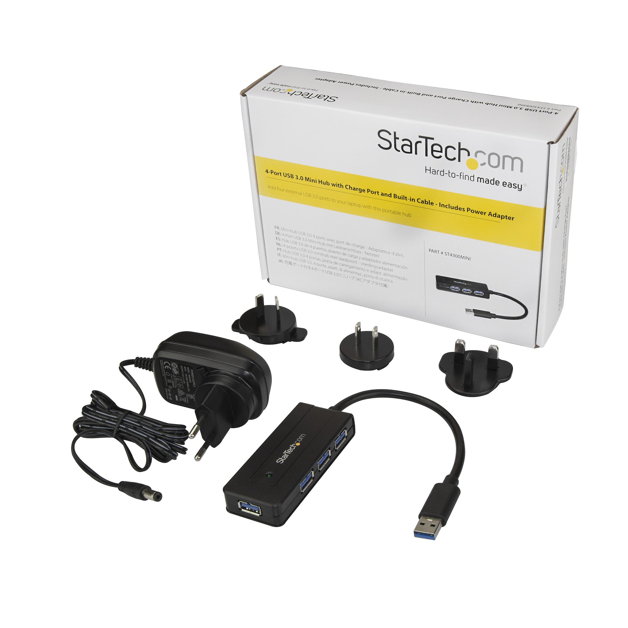 STARTECH.COM USB 3.0 Hub 4 Port - mit Ladeanschluss - inkl. Netzteil - USB Port Erweiterung - USB Splitter