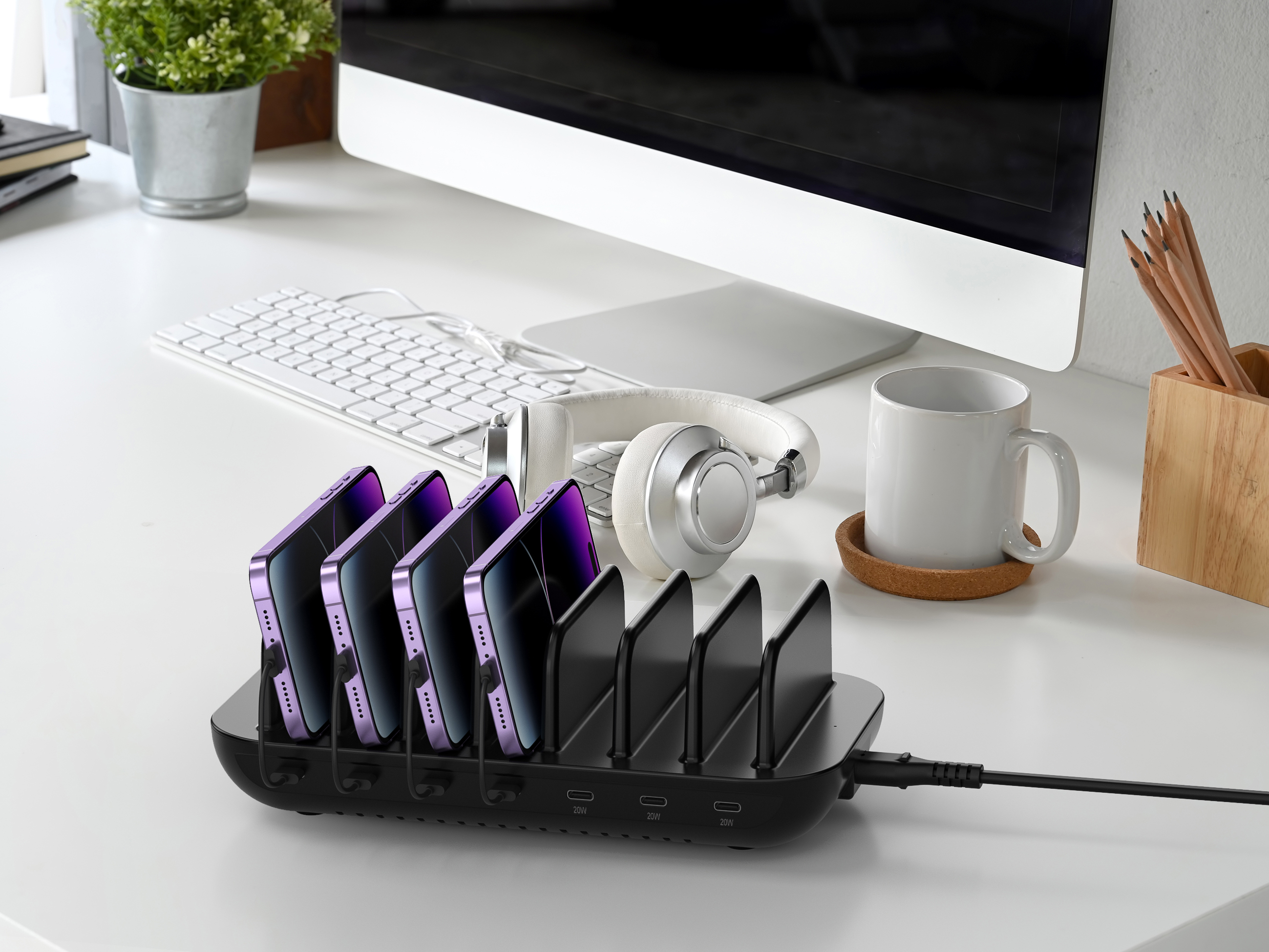 CONCEPTRONIC Ladegerät 7Port 7xUSB-C Multi 160WPD3.0 sw
