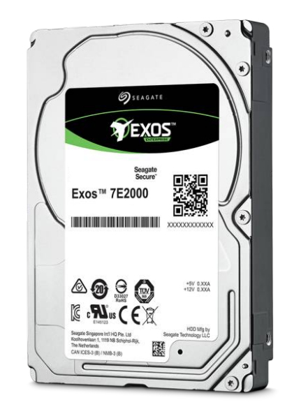 SEAGATE EXOS 7E2000 Enterprise Capacity 2.5 2TB HDD 512Emulation 7200rpm 128MB 6,4cm 2,5Zoll SAS 12Gb/s 24x7 Dauerbetrieb BLK