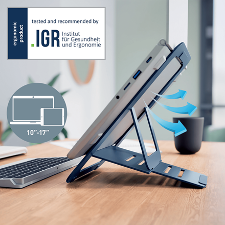 AKTION: LEITZ Laptop-Ständer Ergo Ultraflach aus Aluminium 63460089 dunkelgrau mit Prämie nach Registrierung