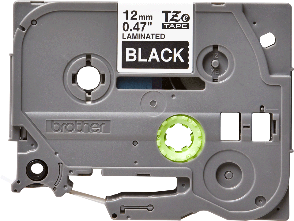 TZE-335 LAMINATED TAPE 12MM 8M WHITE ON BLACK