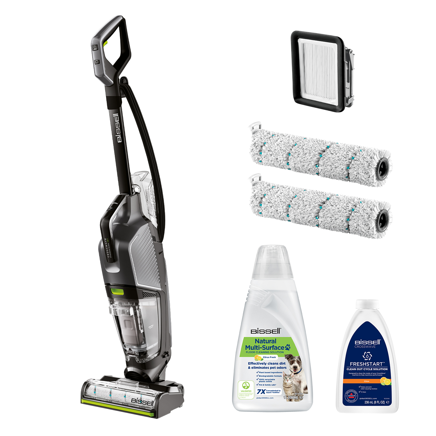 Bissell CrossWave Hydrosteam Pet Pro Standstaubsauger 1100 W Schwarz Silber