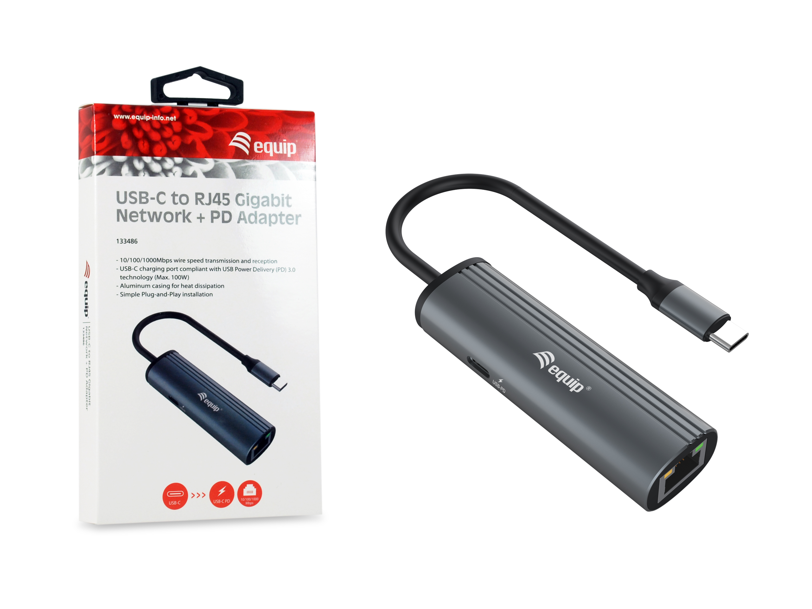 Equip Dock 1-1 USB-C->GbE,100W USB-C 0.15m