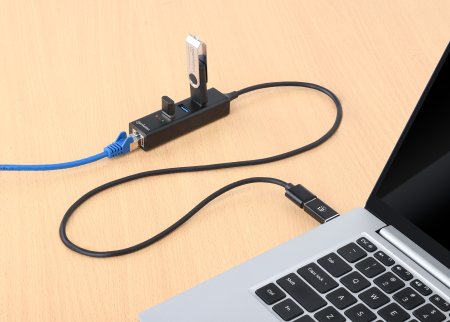 MANHATTAN 3-Port USB 3.0 Typ-C/A Kombo-Hub + Netzwerkadapter