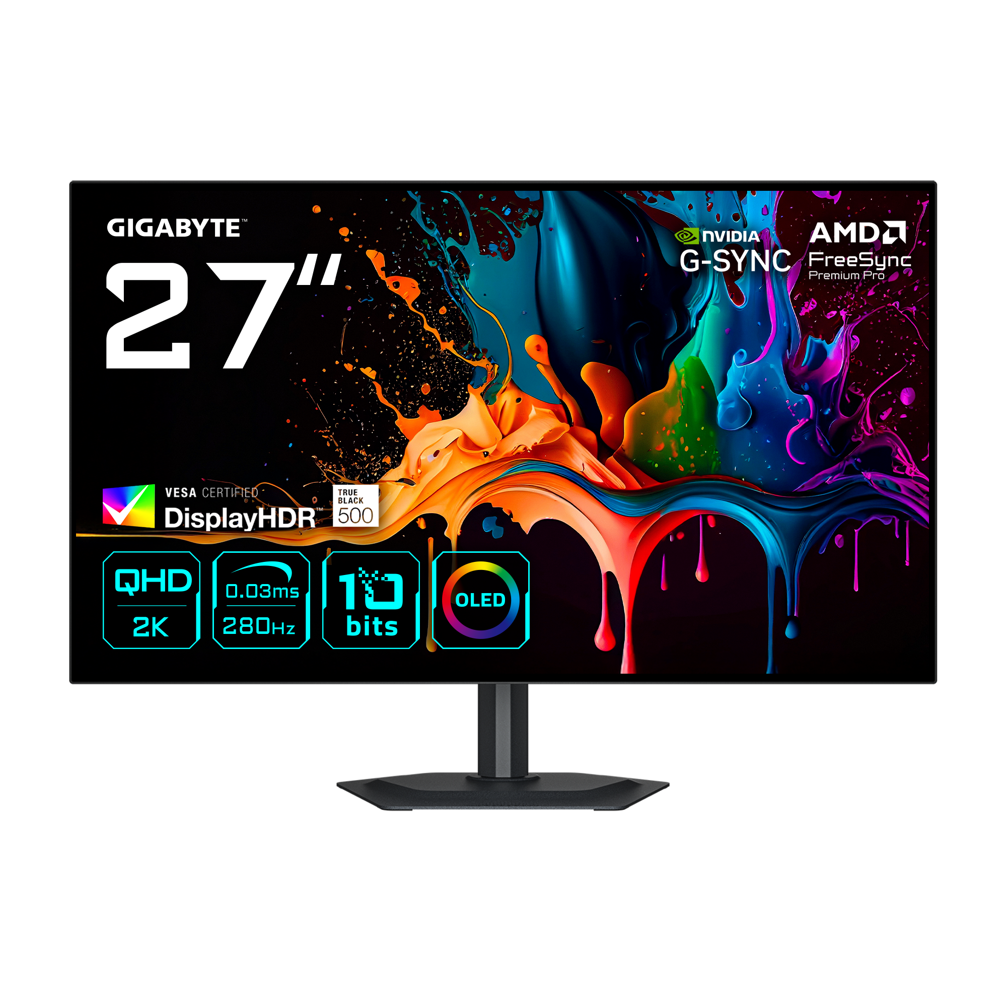 GIGABYTE MO27Q28G 27inch WOLED Monitor 2560x1440 280Hz 335cd/m HDR500 HDMI 2.1 x2 Display port 1.4 x1