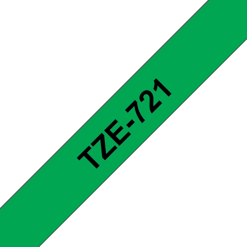 TZE-721 LAMINATED TAPE 9MM 8M BLACK ON GREEN