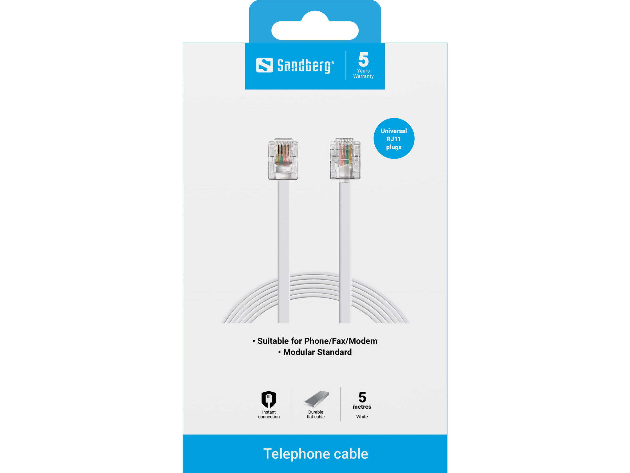 SANDBERG Telephone RJ11-RJ11 5m