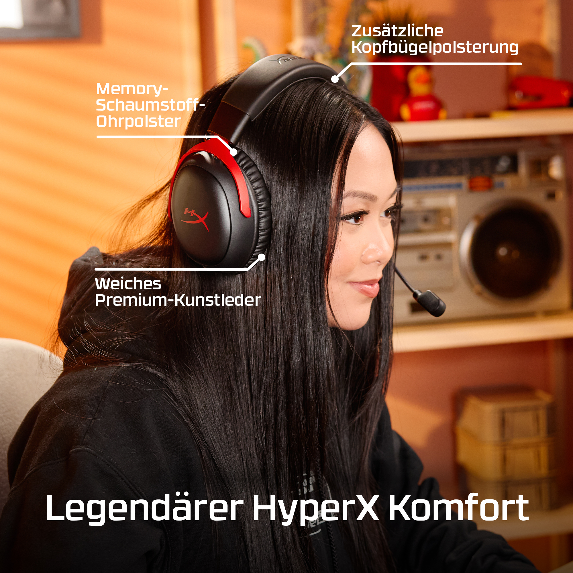 HyperX Cloud III S Wireless kabelloses Gaming-Headset, schwarz