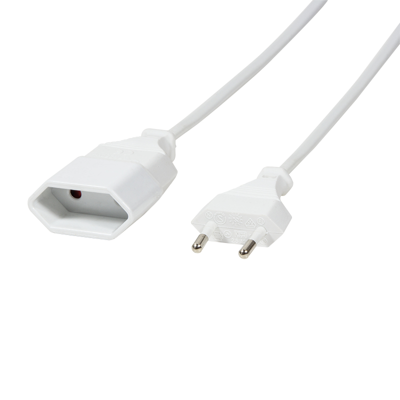 Logilink Netzkabel Euro CEE 7/16 Stecker zu Dose, 2m, WeiÃ