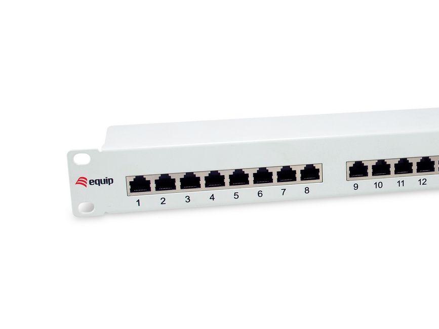 Equip 19 Patchpanel 24xRJ45 Cat6 FTP 1U 250MHz RAL7035