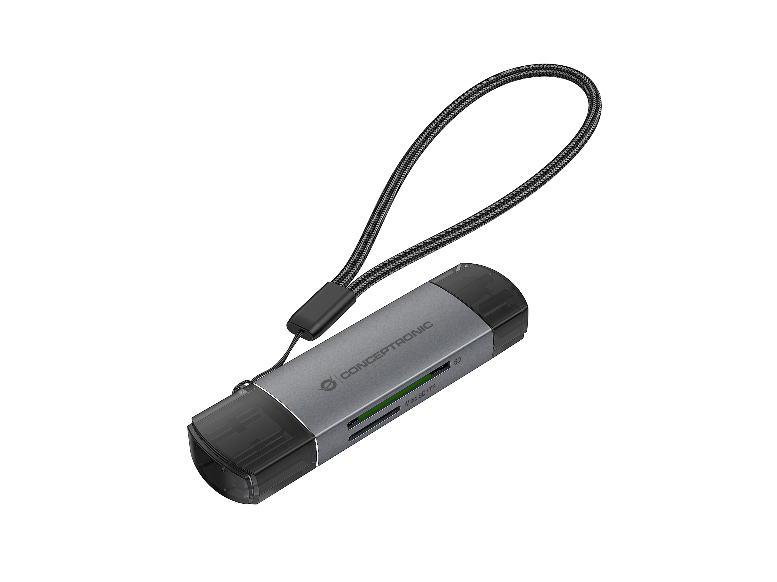 CONCEPTRONIC Kartenleser USB-A/-C3.2->TF/Micro-SD3.0 schwarz