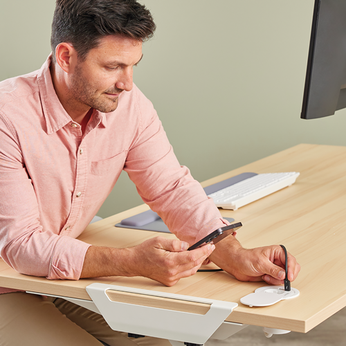 Fellowes Einbausteckdose Schreibtisch 230V USB-A,USB-C weiß