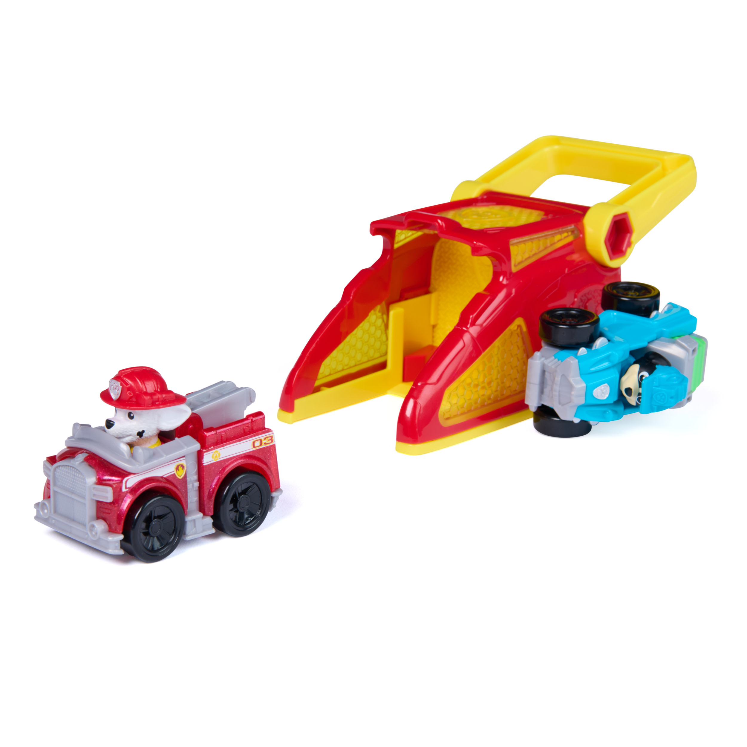 Paw Patrol - Pup Squad Launcher mit Marshall und Rex Fahrzeugen, Spielfahrzeug
