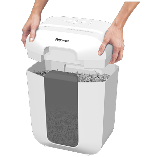 Fellowes Powershred LX50 Aktenvernichter mit Partikelschnitt P-4, 4 x 37 mm, bis 9 Blatt, weiß