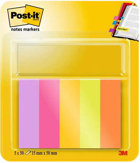 Post-it® Page Marker Energetic Haftmarker farbsortiert 5x 50 Streifen