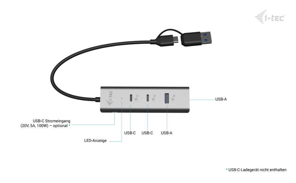 I-TEC METAL HUB USB-C/A PD 85W CHARGING HUB 2X USB-C + 2X USB-A