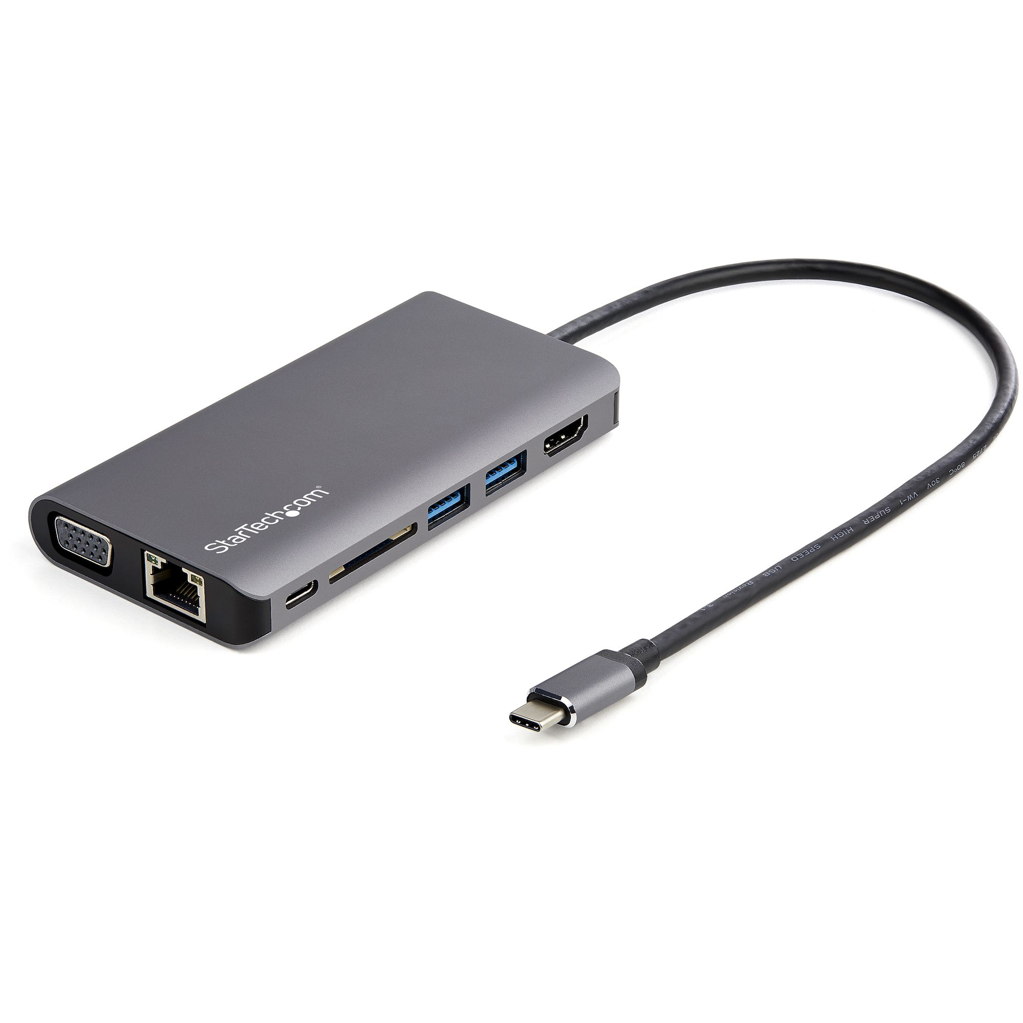 STARTECH.COM USB-C Multiport Adapter - HDMI / VGA - PD - SD - Ethernet - Audio - 30cm Cable - USB-C Mini Dock - Mac & Windows