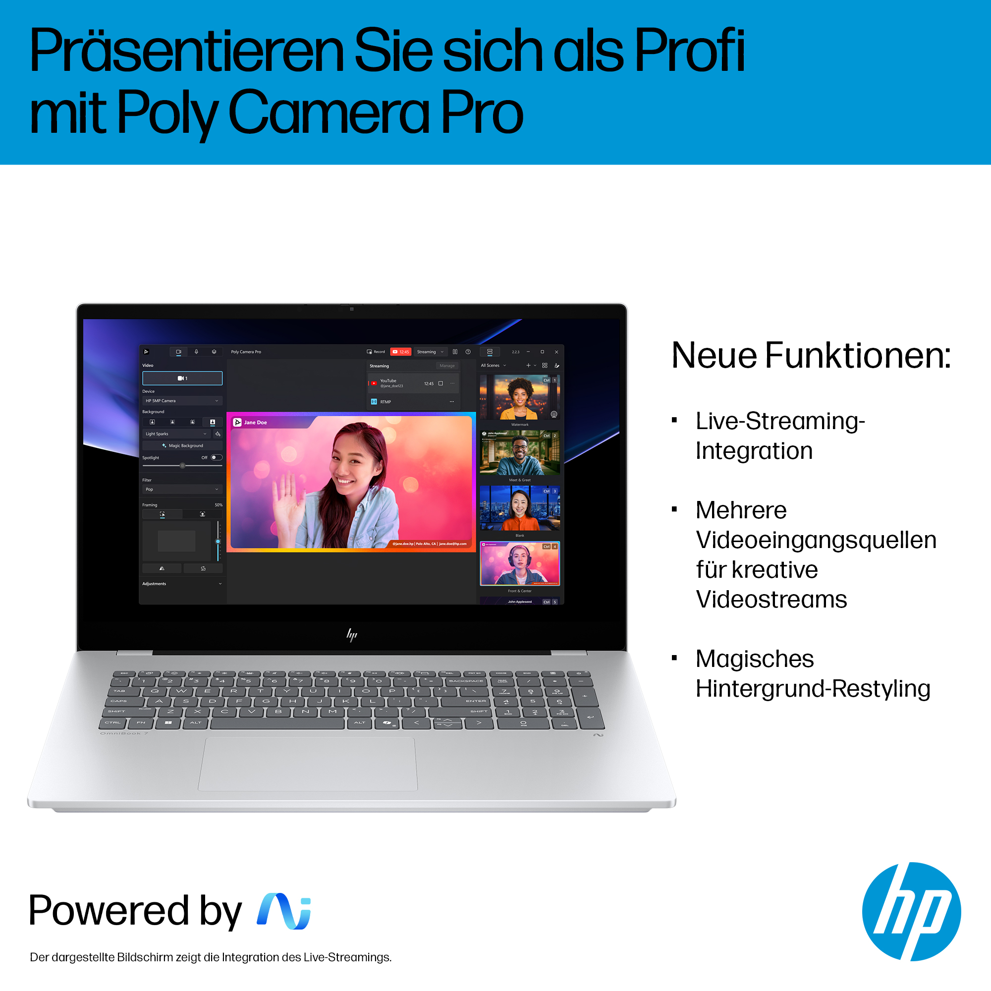 HP OmniBook 7 17-dc0076ng Laptop 43,9 cm (17,3 Zoll), 32 GB RAM, 1 TB SSD, Intel® Core™ Ultra 7 258V
