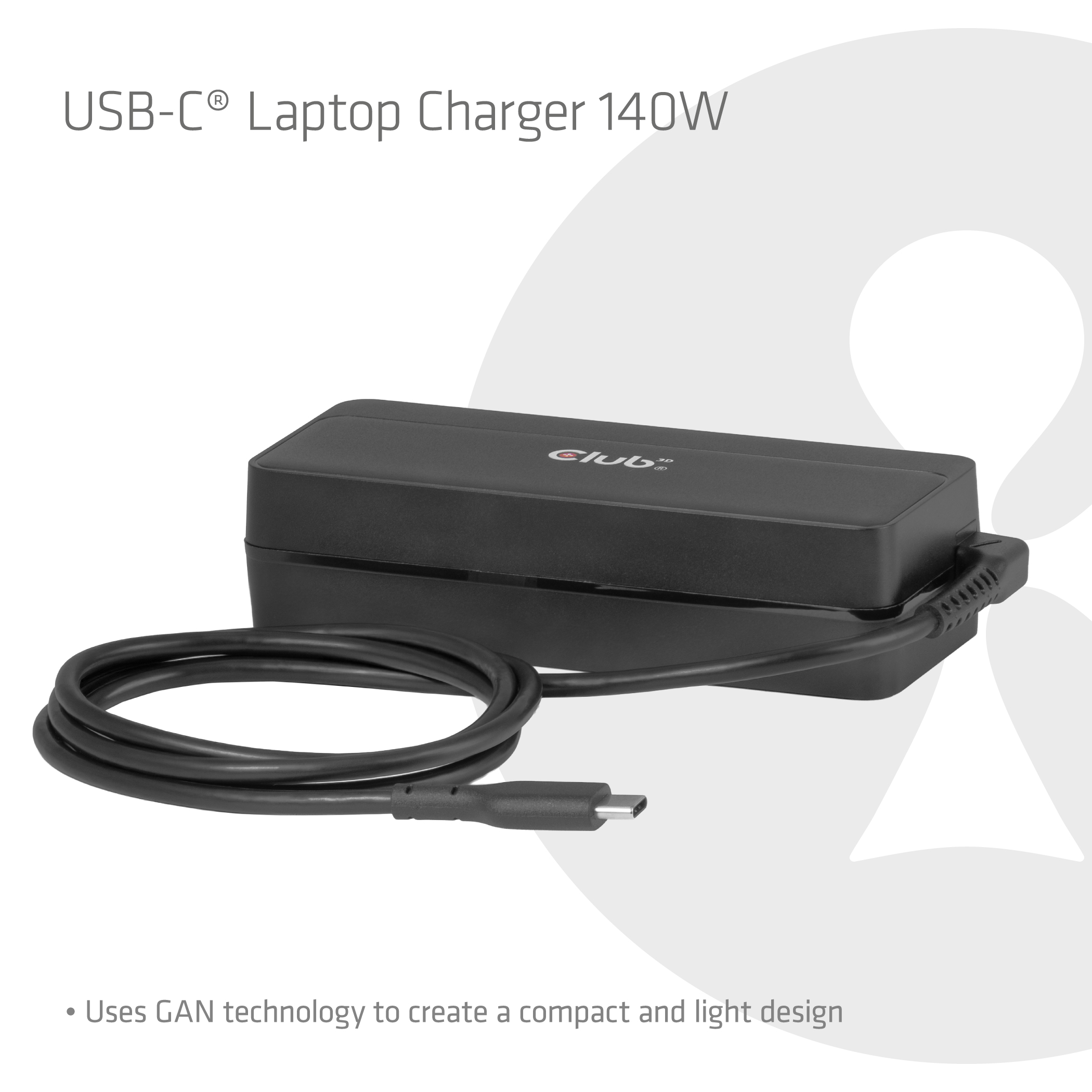 Club3D Laptop-Ladegerät USB-C PD3.1 140W, GaN retail