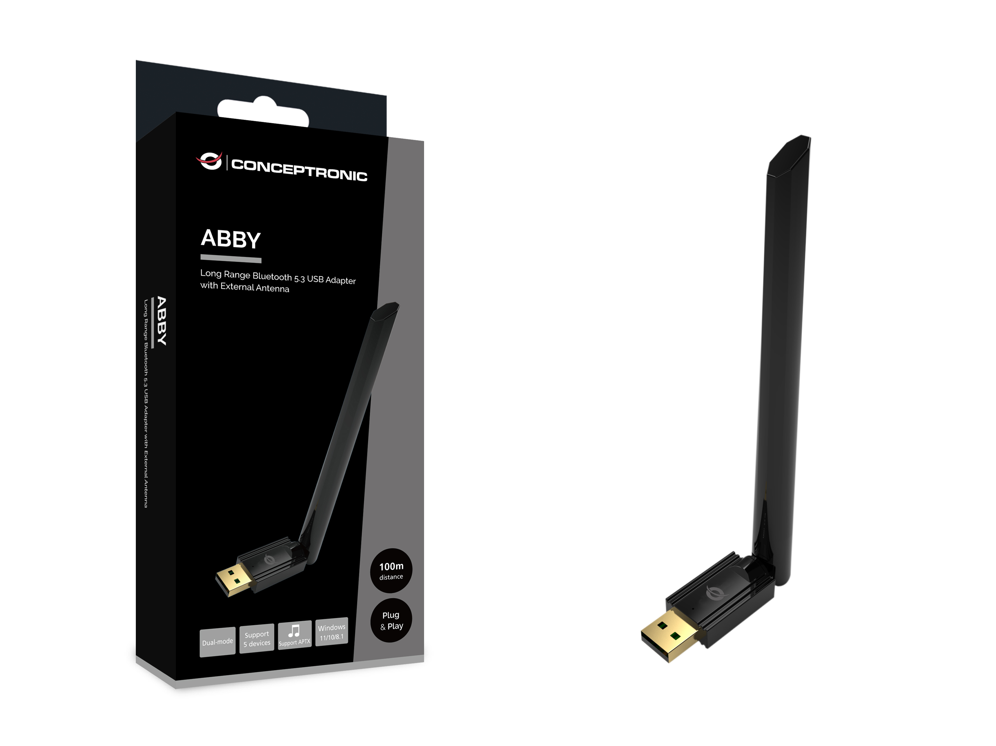 CONCEPTRONIC Bluetooth5.3 Adapter NanoUSB 100m schwarz