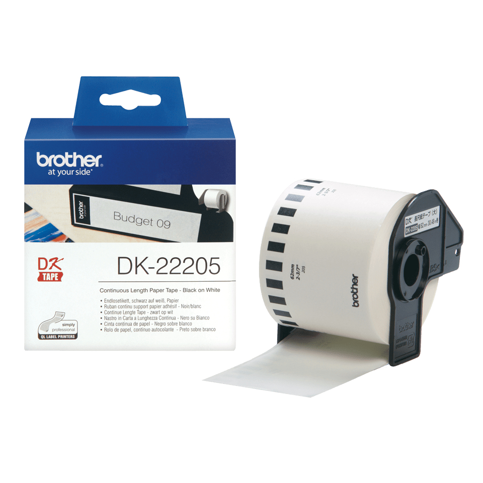 DK CONTINUOUS LABELS WHITE F/ QL-500/550 PAPER 30.48M 62MM