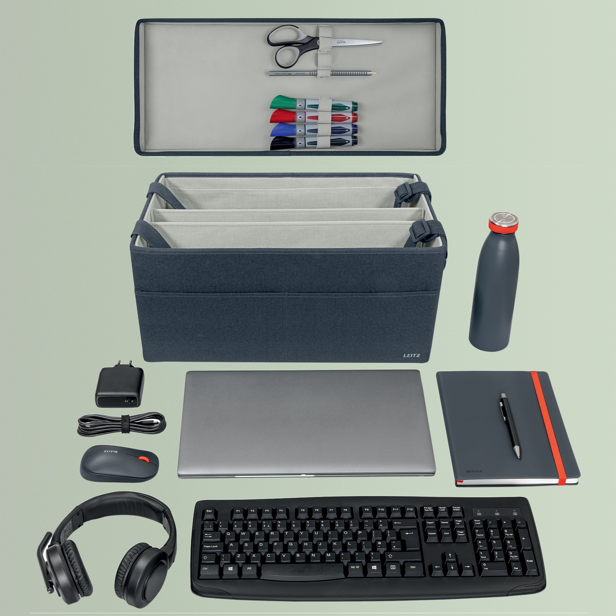 LEITZ Desk Sharing Tasche mit Deckel 67230089 Stoff grau