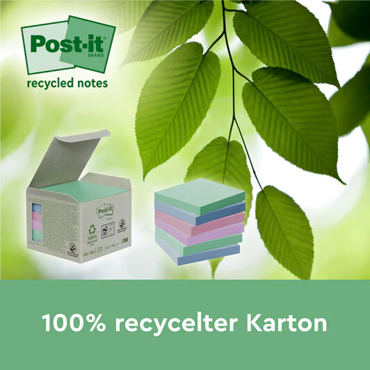 Post-it® Recycling Z-Notes Haftnotizen farbsortiert, 16 Blöcke