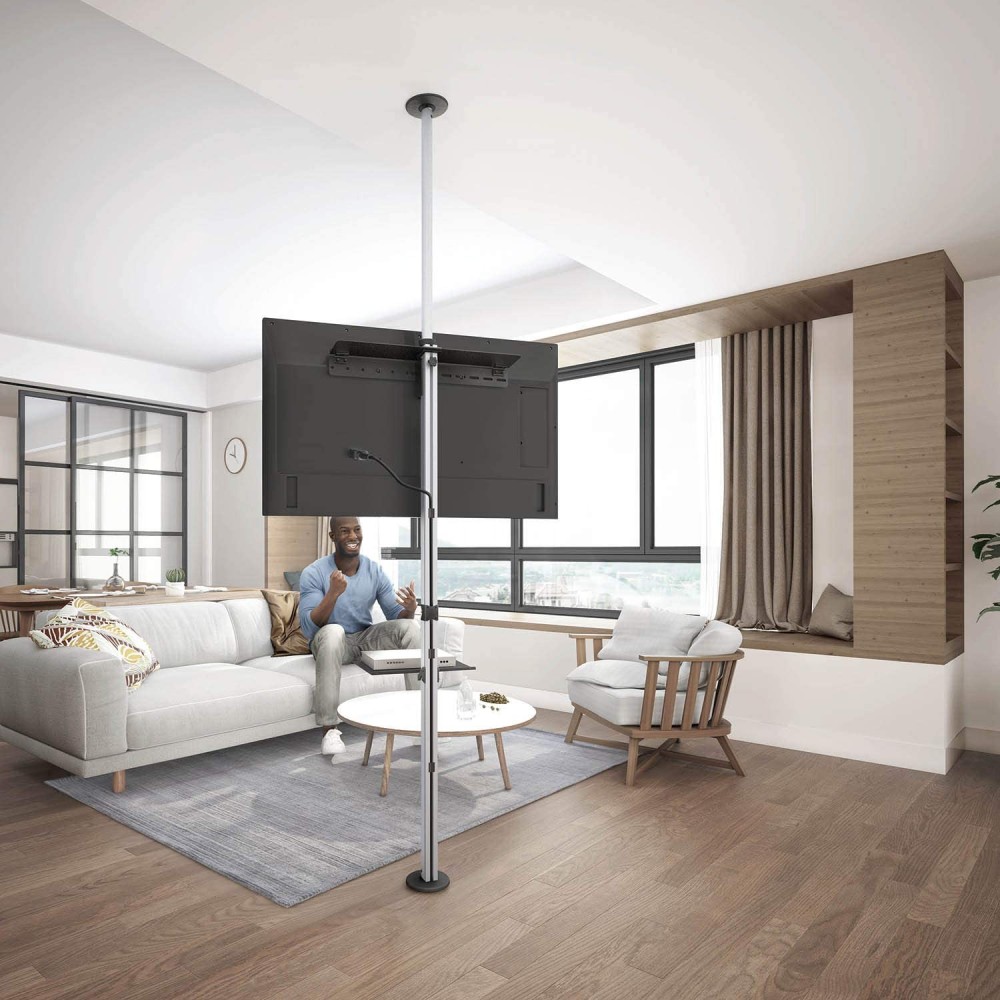 TECHLY Boden/Deckenhalter fuer TV 93,98cm bis 177,80cm 360 Grad Drehung fuer maximale Anzeigeflexibilitaet