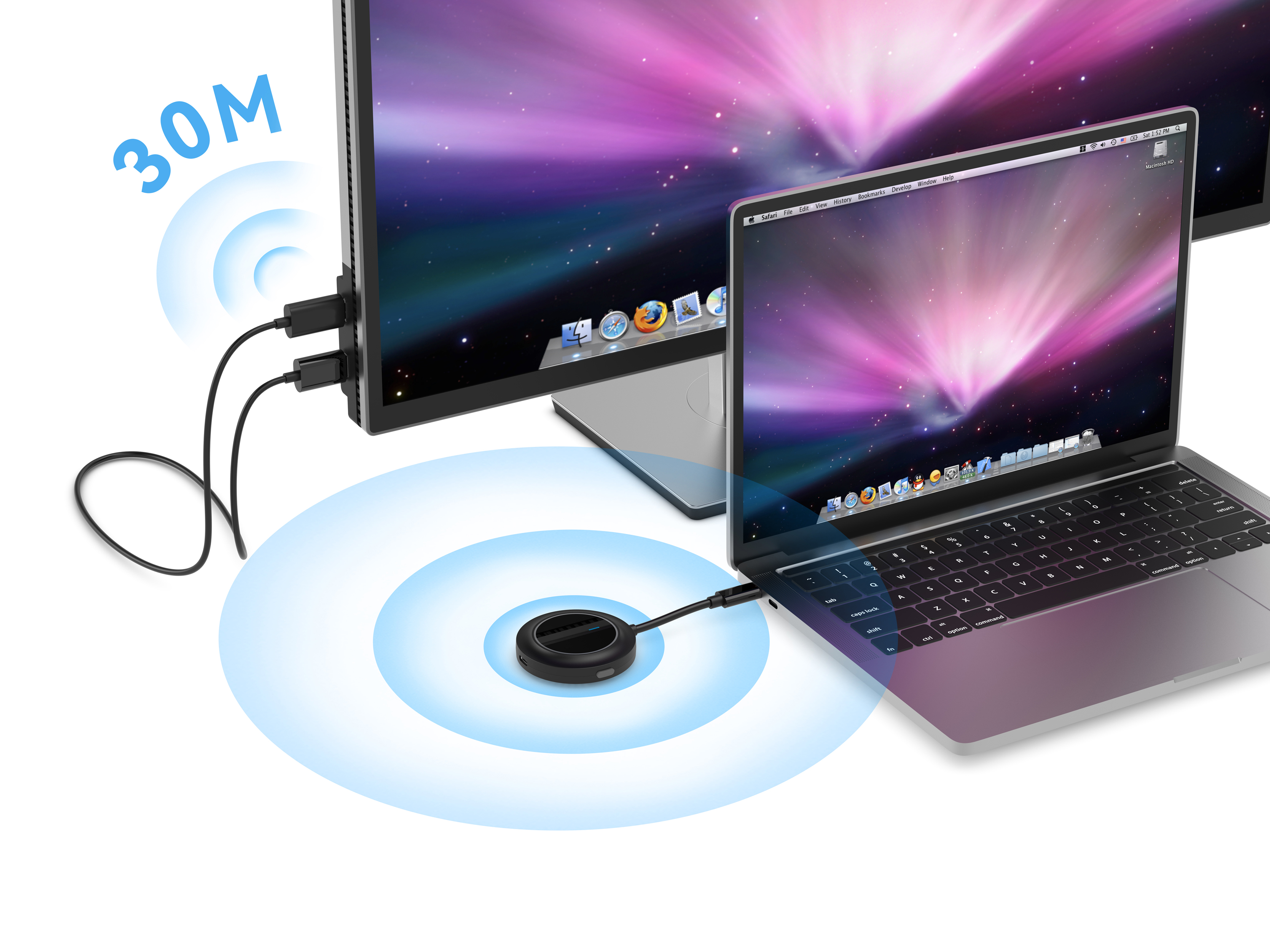 CONCEPTRONIC Adapter USB-C->HDMI Wireless 1080P/60Hz 30m sw